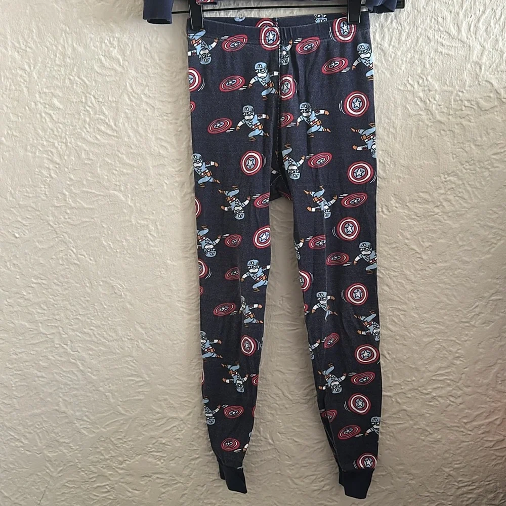 Hanna Andersson x Marvel MCU Captain America Cartoon Long John Pajamas Blue 8